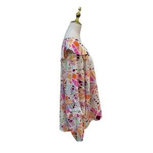 Oddy Shirt Sz 2X Colorful Ruffle‎ Puff Sleeve Blouse Pink Whimsical Relaxed Boho thumbnail 6