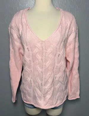 Edikted Inga Oversized Cable Knit, Light Pink XS thumbnail 1