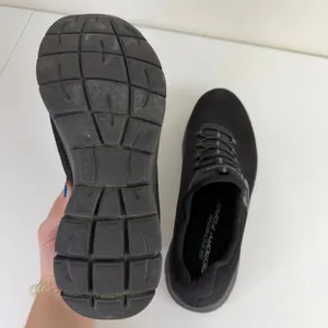 Skechers women's solid black pull on memory‎ foam sneakers work shoes active 8 thumbnail 5