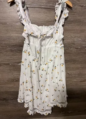 Altar'd State Babydoll Sz M Dress White Floral Embroidery Open Back Cottagecore thumbnail 4