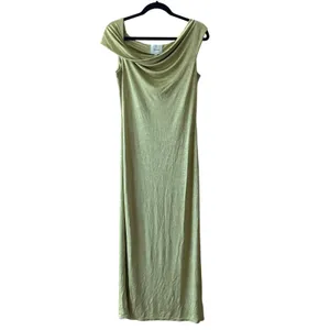Reformation NWT Jamen Lime Squeeze One Shoulder‎ Knit Maxi Dress Size L thumbnail 3