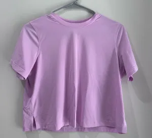 Lululemon Pink Crop Tee Shirt thumbnail 1