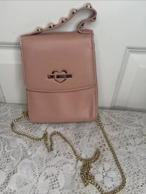 Love Moschino Dusty Pink Mini Crossbody with Gold Logo and chain strap thumbnail 3