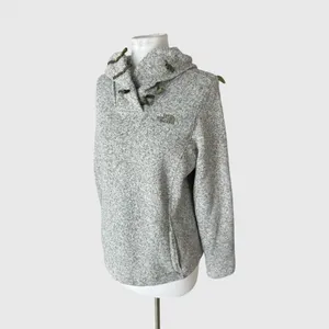 The North Face Crescent Hoodie Pullover Knit Sweatshirt Toggle Gray Womens Large thumbnail 7