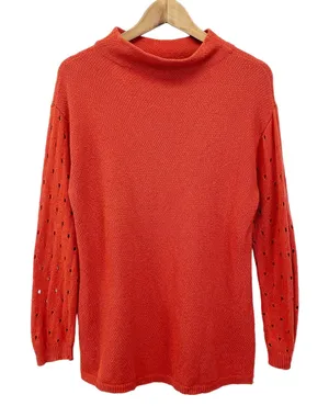 Moth Anthropologie Womens M Ceres Sweater Mockneck Burnt Orange Cottage Bohemian thumbnail 1