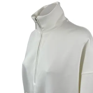 Commense Women's White Quarter Zip High Neck Long Sleeve Sweater Sweatshirt Sz S thumbnail 2