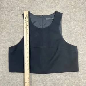 Black Halo Womens Sleeveless Crop Top Black Sz 8 Round Neck Zip Back Blouse‎ GUC thumbnail 6