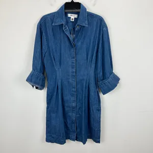 Madewell Denim Pleated Mini Shirtdress Bouvier Wash Blue Long Sleeve US 8 NWT thumbnail 7