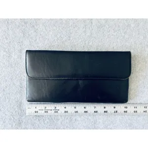 Vintage Black Leather Clutch Purse 1950s 60s made in England Rikes Dayton Ohio thumbnail 7