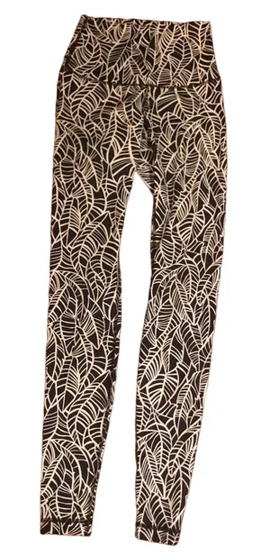 Lululemon Wunder Under Leggings Leaves Pretty Palm Black Angel Wing thumbnail 1