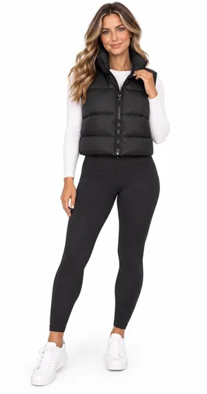 Black Puffer Vest Size L thumbnail 1