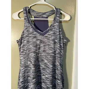 MPG Women's Size Medium Marled Performance Dress Purple Black V-Neck Sleeveless thumbnail 4