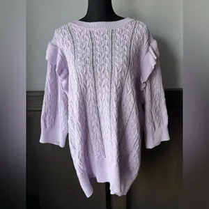Design 365 Lilac purple Cable Knit Women's Sweater 3/4 sleeves 2X thumbnail 2