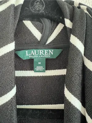 Lauren Ralph‎ Lauren Women's Open Front Waterfall Terry Cardigan Striped Black thumbnail 5