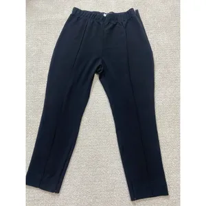 Anthropologie Dress Pants Black Knit Straight Leg Stretch Pull-On Women's XL 26" thumbnail 3