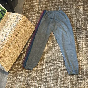 AVIATOR NATION 5 Stripe Sweatpant in Heather Grey & Yellow Purple thumbnail 9