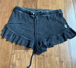 Free people movement charcoal ruffle shorts thumbnail 1