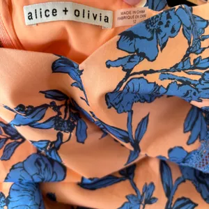 Alice + Olivia Jade Ruffled Floral Midi Dress Coral Blue Lace‎ Illusion Size 12 thumbnail 16
