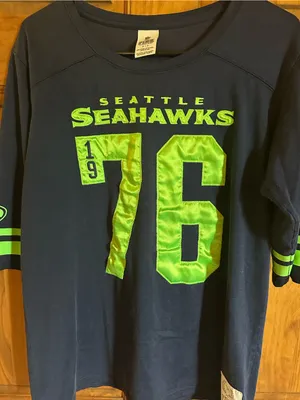 PINK Victoria's Secret nfl Seattle Seahawks Navy & Neon Green Tee Oversized Smal thumbnail 2