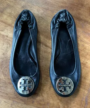 Tory Burch Black Leather Reva Ballet Flats thumbnail 1