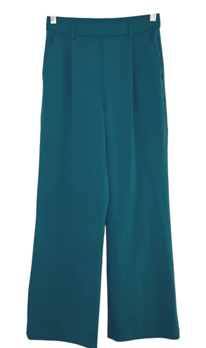 Halara Teal Blue wide leg pleated pants women's small career office comfy active thumbnail 1