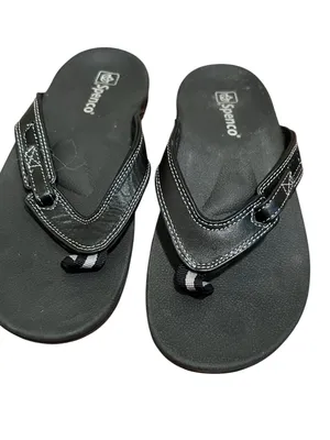 Spenco Women’s Size 8D Ava Orthotic Sandals Black‎ Adjustable Leather Thong thumbnail 5