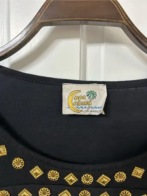 Vintage Black Fringe Top with Gold Stud Accents thumbnail 4