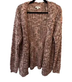 Blu Pepper Sweater Cardigan Pink Open Front Long Speckled Cozy Fuzzy Size Medium thumbnail 1