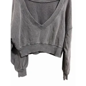 Free People‎ Take Me Back Pullover Charcoal Women's Size XS thumbnail 6