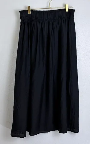 Minimalist Black Midi Skirt Elastic Waist Belt Loops Nine West L Whimsigoth thumbnail 1