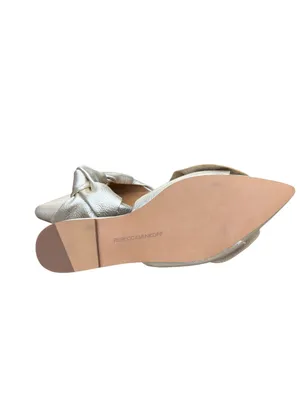 REBECCA MINKOFF Metallic Gold Leather Mules Modern Glam Pointed Toe Knot Bow 7M thumbnail 8