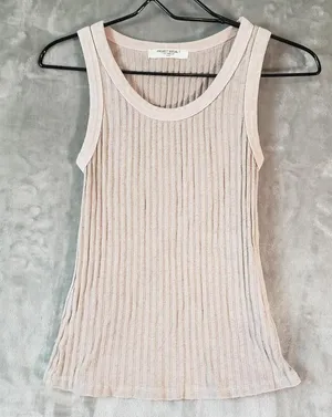 Project Social T Ribbed Knit Sleeveless Tank Top Light Pink Round Neck Size S thumbnail 1