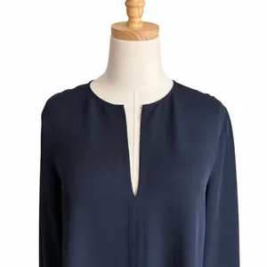 Theory Slit Front Silk Tunic Top Navy Blue Size Small thumbnail 5