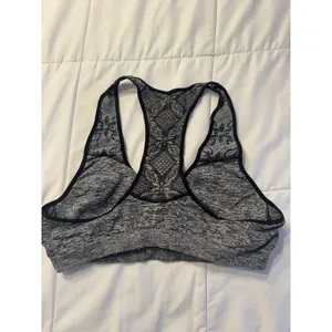 Fruit of the Loom Gray Sports Bra Racerback Black Floral Athletic Sports thumbnail 5