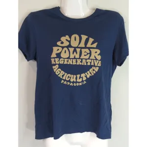 Patagonia Navy Road To‎ Regenerative Ringer Tee Womens XS Regular Fit Organic thumbnail 2