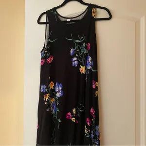 NWT Old Navy Black Floral Women Sleeveless Dress Sz L thumbnail 2