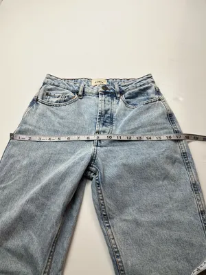 Sezane Denim Jean Womens‎ US 4 Mid-rise Tapered Straight Button Fly Bleach Blue thumbnail 8