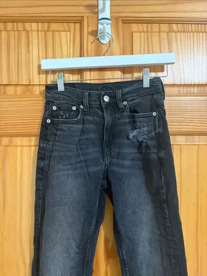 American Eagle Super High-Rise Ankle Straight Black Jeans Size 000 thumbnail 3