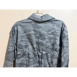 Democracy Camo Utility Jacket Womens Size S Grey Blue NWT Button Front Stretch thumbnail 9