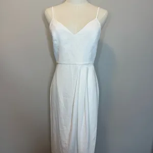 Lulu's Elegant White V-Neck Midi Slip Dress thumbnail 2