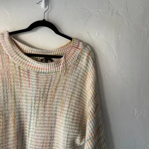 Blue Blush Multicolored Striped Knit‎ Sweater Pastel Rainbow Women's Size L thumbnail 3