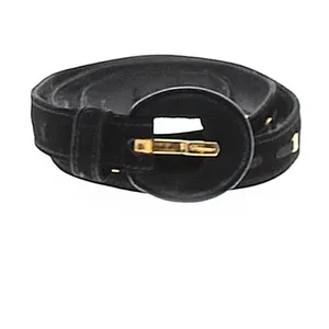 XS Vintage Salvatore Ferragamo Vara buckle belt suede leather black gold logo thumbnail 5