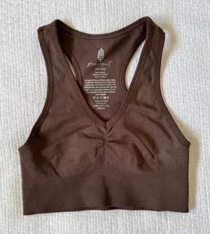 NWOT Free People FP Movement Sports Bra XS/S Brown Racerback Ribbed Bralette thumbnail 1