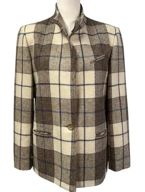Vintage Bianca Plaid Single Button Wool Blazer‎ Jacket Womens 12 Preppy Classic thumbnail 1