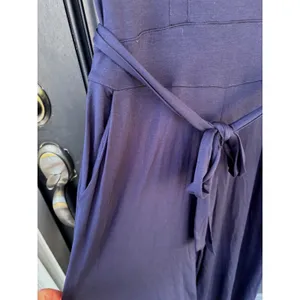 Boden Navy Blue Jersey Wide Leg Jumpsuit‎ V-Neck Tie Waist Pockets US 8R UK 12R thumbnail 2