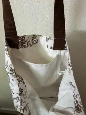 NEW Laura Ashley Brown Floral Toile Print Cotton Canvas Tote Bag thumbnail 3