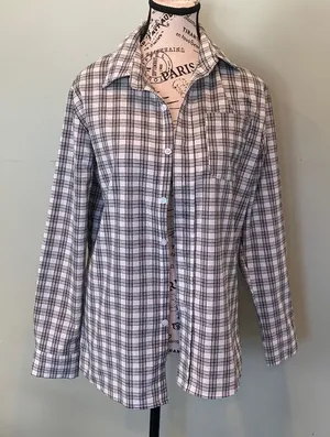 Women’s Fits like a Small Labeled Large Black and White Plaid Button Front Shirt thumbnail 1
