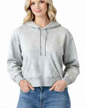 Amazon cropped grey pullover hoodie size M thumbnail 1