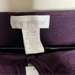 Worthington Mulberry Stretch Ribbed Knit Embroidered‎ Flare Sleeve Keyhole Top thumbnail 7