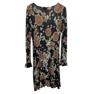 Kona Dress Large Black Floral Grunge Empire Waist Ruffle Y2K Whimsigoth Boho thumbnail 2
